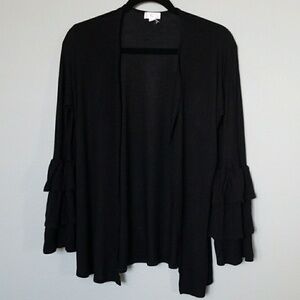 Charming Charlie Witchy Hippie black open front tiered sleeve cardigan small